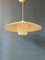 Mid-Century Danish Pendant Lamp with Yellow Metal Cover and Opaline Glass Shade 7