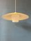 Mid-Century Danish Pendant Lamp with Yellow Metal Cover and Opaline Glass Shade 9