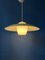 Mid-Century Danish Pendant Lamp with Yellow Metal Cover and Opaline Glass Shade 4