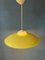 Mid-Century Danish Pendant Lamp with Yellow Metal Cover and Opaline Glass Shade 5