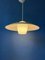 Mid-Century Danish Pendant Lamp with Yellow Metal Cover and Opaline Glass Shade 2