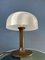 Mid-Century Space Age Mushroom Tischlampe in Braun & Weiß 1