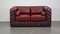 Rotes 2-Sitzer Chesterfield Sofa aus Rindsleder 1