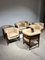 Mesa de comedor italiana vintage de cuero y poltronas de madera marrón, años 60. Juego de 8, Imagen 5