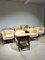 Vintage Italian Dining Table in Leather and Brown Wood Easychairs, 1960s, Set of 8 3