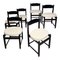 Vintage Dark Wood and White Soft Fabric Dining Chairs, 1960s, Set of 6, Image 1