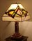 Lámpara de mesa Art Déco de mármol y vitral, años 20, Imagen 3