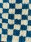 Moroccan Blue Checkered Berber Runner Rug 6