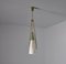 Mid-Century Italian Pendant Chandelier in Brass and Opaline Glass, 1950s 1