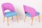 Mid-Century Pink and Blue & Armchairs in Beech, 1950s, Set of 2 3