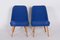 Mid-Century Blue Fabric & Ash Armchairs, 1950s, Set of 2 1