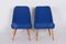 Mid-Century Blue Fabric & Ash Armchairs, 1950s, Set of 2, Image 1