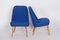 Mid-Century Blue Fabric & Ash Armchairs, 1950s, Set of 2, Image 4