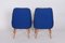 Mid-Century Blue Fabric & Ash Armchairs, 1950s, Set of 2 2
