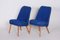 Mid-Century Blue Fabric & Ash Armchairs, 1950s, Set of 2 5