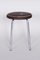 Mid-Century Leather & Chrome Stool attributed to Robert Slezák, 1940s 6