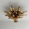 Large Vintage Hollywood Rengency Gold Gilded Leaf Flush Mount, 1970s 1