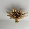 Large Vintage Hollywood Rengency Gold Gilded Leaf Flush Mount, 1970s 5