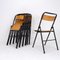 Vintage Folding Chair in Metal and Wood, 1960s, Set of 7 4
