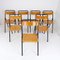 Vintage Folding Chair in Metal and Wood, 1960s, Set of 7 12