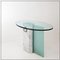 Mesa auxiliar de mármol y vidrio arenado con superficie ovalada de vidrio, años 80, Imagen 14