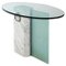 Marble and Sandblasted Glass Side Table with Oval Glass Top, 1980s 1
