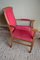 Antique Oak Armchair with Red Velvet, 1890s, Image 4