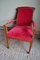 Antique Oak Armchair with Red Velvet, 1890s, Image 1