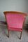 Antique Oak Armchair with Red Velvet, 1890s 3