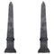 Small Black and Grey Marble Obelisks, Set of 2 1