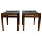 Mid-Century Modern Brown Leather and Wood Stools, Set of 2 5