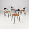 Italian Modern Grey Metal and Wood Fly Line Chairs, 1980s, Set of 4 3