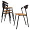Italian Modern Grey Metal and Wood Fly Line Chairs, 1980s, Set of 4 1