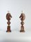 Hand-Carved Brown Alabaster Knight Horse Head Table Lamps, 1970s, Set of 2 11