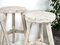 Vintage Round Wooden White Stool 4