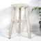 Vintage Round Wooden White Stool 1