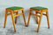 Vintage Stool with Green Seat, Austria, 1950s, Image 1