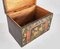 Antique Wooden Box with Illustrations of Lotus Flowers, 1900s 4