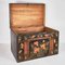 Antique Wooden Box with Illustrations of Lotus Flowers, 1900s, Image 3