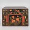 Antique Wooden Box with Illustrations of Lotus Flowers, 1900s 1