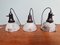 Lámparas colgantes industriales de vidrio de mercurio, Francia, años 30. Juego de 3, Imagen 19