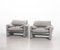 Grey Leather Maralunga Lounge Chairs by Vico Magistretti for Cassina, 1970s, Set of 2 2