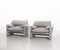 Set of Grey Leather Maralunga Lounge Chairs by Vico Magistretti for Cassina, 1970s 2