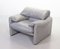 Set of Grey Leather Maralunga Lounge Chairs by Vico Magistretti for Cassina, 1970s 7