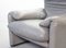 Set of Grey Leather Maralunga Lounge Chairs by Vico Magistretti for Cassina, 1970s 12
