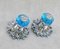 Mid-Century French Blue Glass and Chrome Vanity Button Hooks, 1960s, Set of 2 5