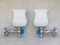 French Blue Glass Flower Wall Light Sconces in Chrome and Opaline, 1960s, Set of 2 2