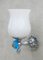 French Blue Glass Flower Wall Light Sconces in Chrome and Opaline, 1960s, Set of 2 5