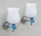 French Blue Glass Flower Wall Light Sconces in Chrome and Opaline, 1960s, Set of 2 6