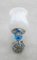 Französische Blaue Glas Wandlampen aus Chrom & Opalglas, 1960er, 2er Set 3